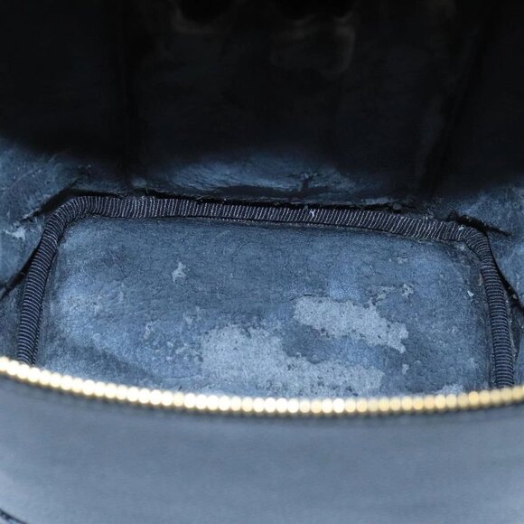 CHANEL Bicolore Vanity Cosmetic Pouch Grained Calf Skin Black Gold CC Auth - Picture 11 of 15